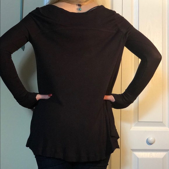 Free People We the Free Long Flowing Black Sweater - Picture 4 of 8